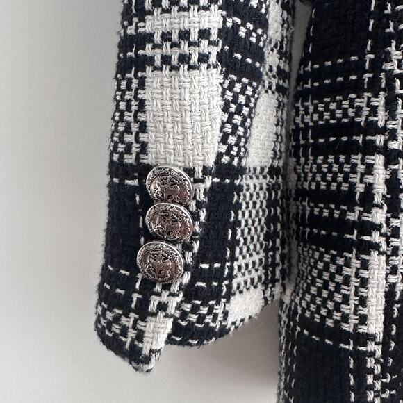 Zara Tweed Jacket Womens Small Double Breasted Blazer Equestrian Quiet Luxury - Picture 9 of 13